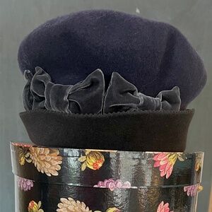 Wool Hat, Navy/Charcoal Two-Tone with Soft Crown and Fitted Brim, Vintage